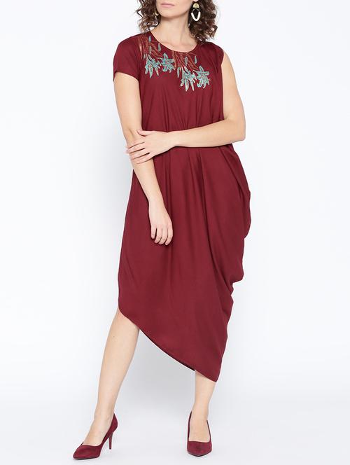 printed cowl hem asymmetric dress - 15701132 - Very Small Image - 1