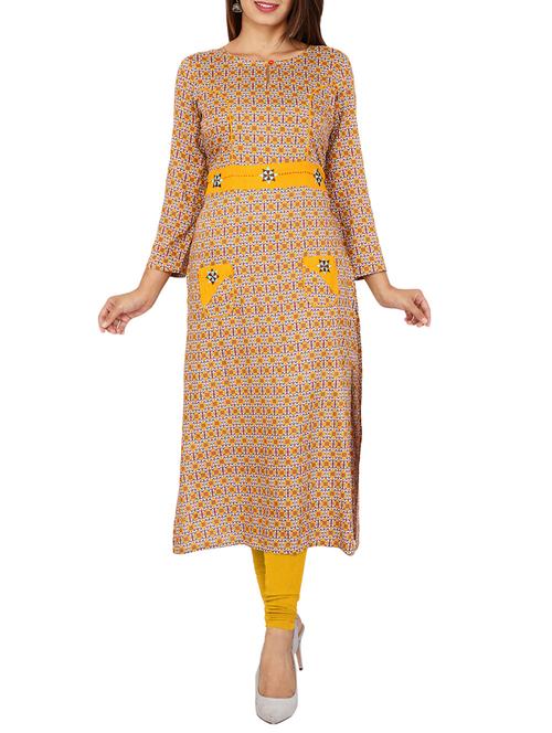 a-line printed kurta with pockets - 15701143 - Very Small Image - 1