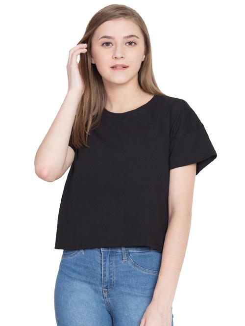 drop shoulder round neck tee - 15701182 - Very Small Image - 1