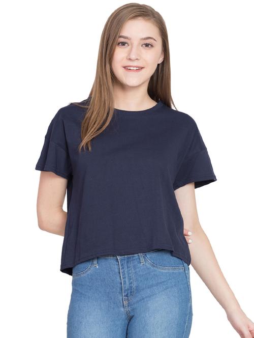 drop shoulder round neck tee - 15701183 - Very Small Image - 1