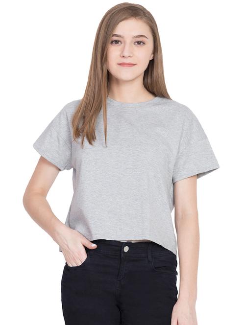 drop shoulder round neck tee - 15701184 - Very Small Image - 1