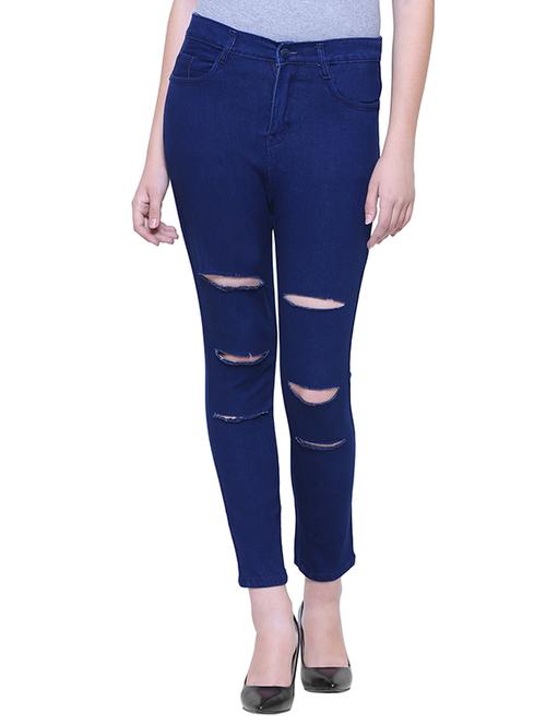 ladder ripped ankle length jeans - 15701215 - Very Small Image - 1