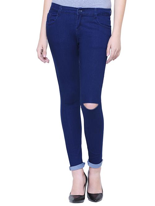 turn up hem knee slit jeans - 15701222 - Very Small Image - 1