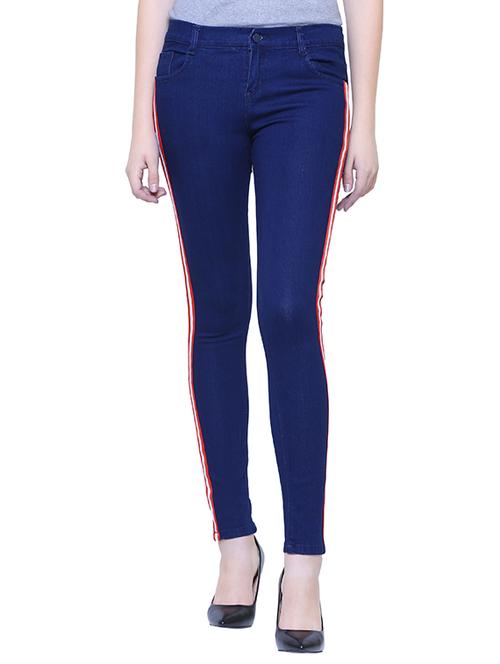 side taped ankle length jeans - 15701223 - Very Small Image - 1