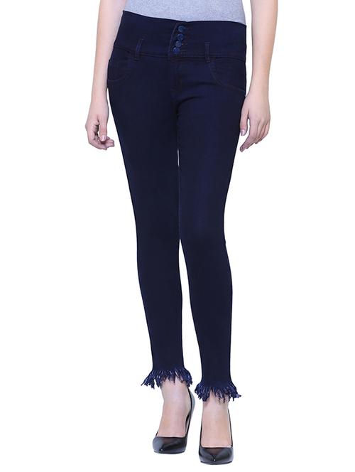 high rise frayed hem jeans - 15701225 - Very Small Image - 1