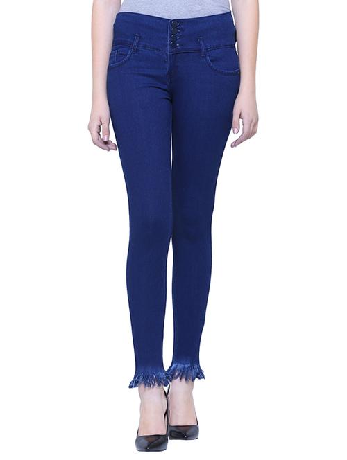 high rise frayed hem jeans - 15701226 - Very Small Image - 1