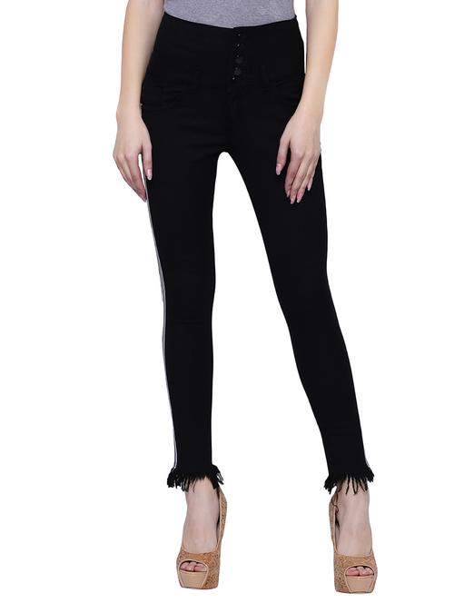 side taped frayed hem jeans - 15701231 - Very Small Image - 1