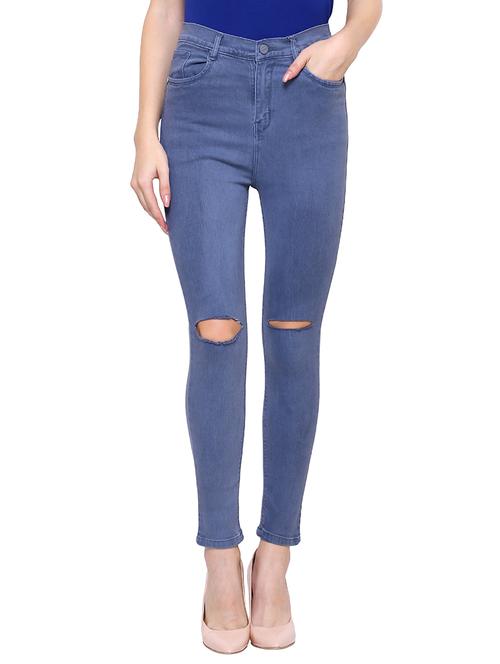 knee slit ankle length jeans - 15701249 - Very Small Image - 1