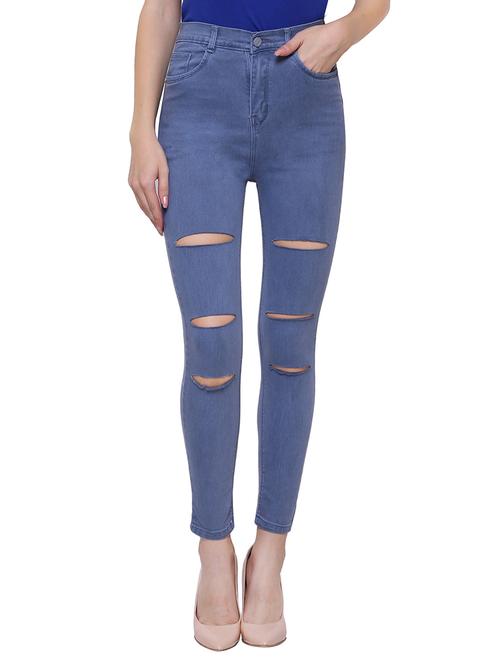 ladder ripped ankle length jeans - 15701250 - Very Small Image - 1