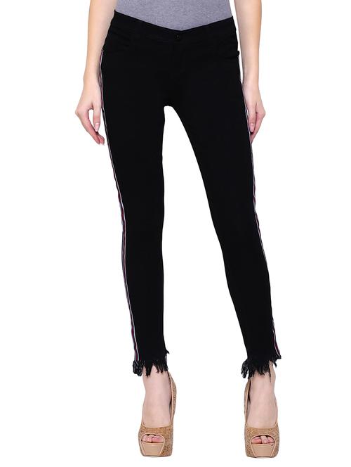 side slit frayed hem jeans - 15701261 - Very Small Image - 1