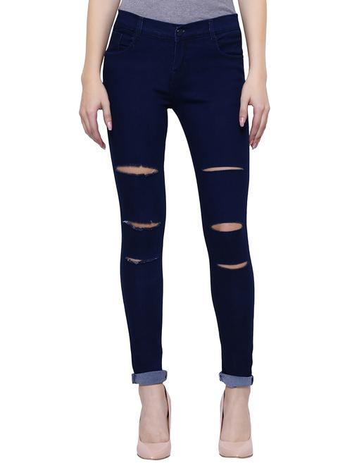turn up hem ladder ripped jeans - 15701271 - Very Small Image - 1