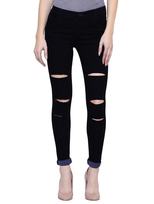 turn up hem ladder ripped jeans - 15701272 - Very Small Image - 1