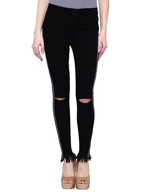 knee slit frayed hem jeans - 15701290 - Very Small Image - 1