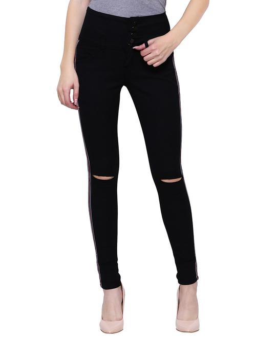 knee slit side taped jeans - 15701291 - Very Small Image - 1