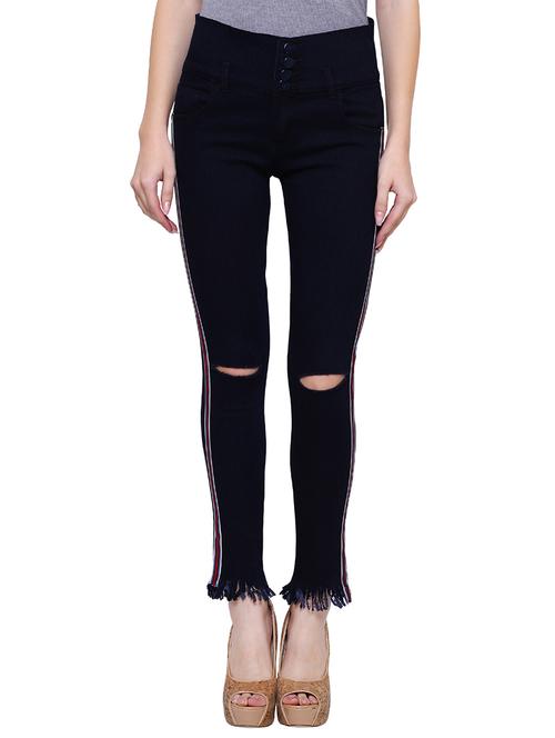 knee slit frayed hem jeans - 15701296 - Very Small Image - 1