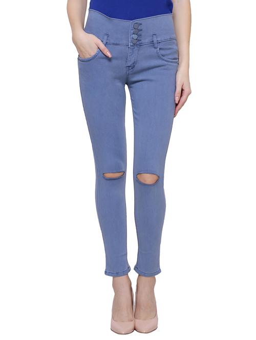 high rise knee slit jeans - 15701298 - Very Small Image - 1