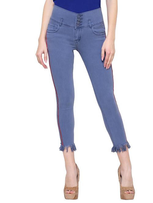 side taped frayed hem jeans - 15701302 - Very Small Image - 1
