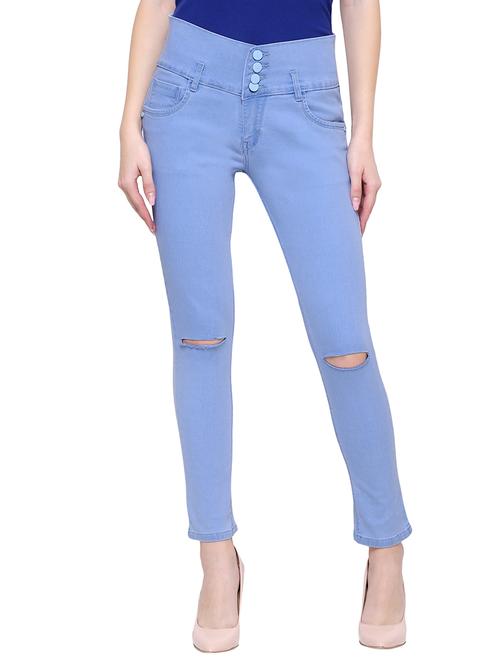 knee slit high rise jeans - 15701304 - Very Small Image - 1