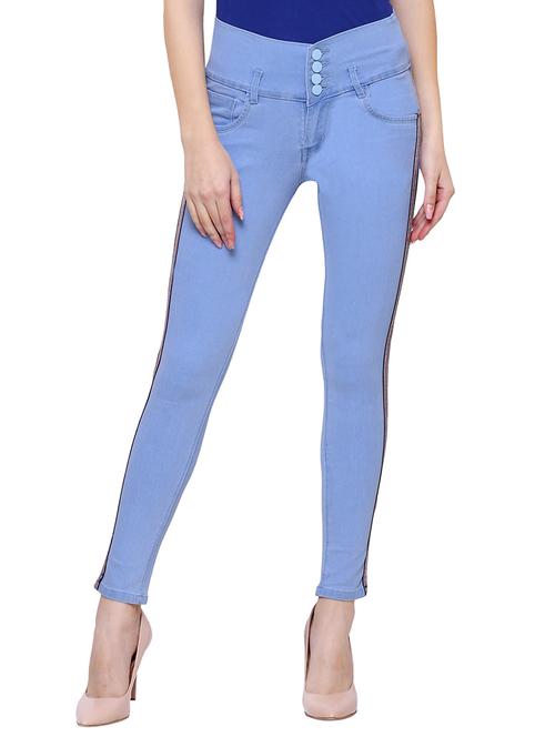 high rise side taped jeans - 15701306 - Very Small Image - 1