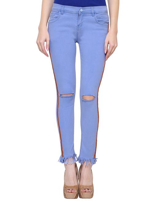 knee slit side taped jeans - 15701323 - Very Small Image - 1