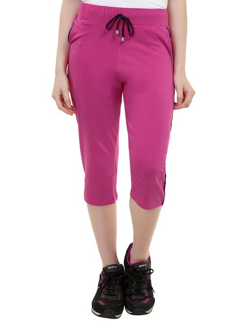 contrast piping detail drawstring waist capri - 15701490 - Very Small Image - 1