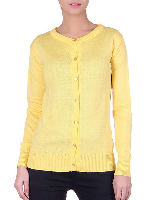 canary yellow knitted cardigan - 15701821 - Very Small Image - 1