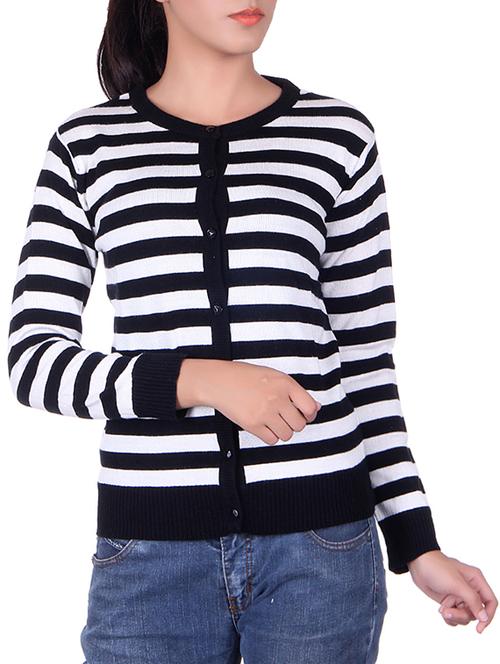 striped knitted cardigan - 15701835 - Very Small Image - 1