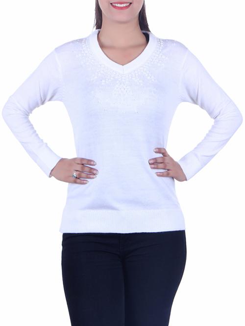 embroidered neck pullover - 15701858 - Very Small Image - 1