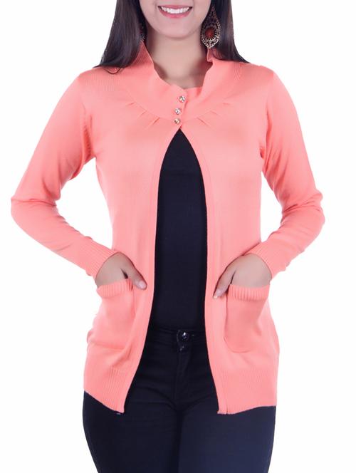 buttoned neck knitted shrug - 15701903 - Very Small Image - 1