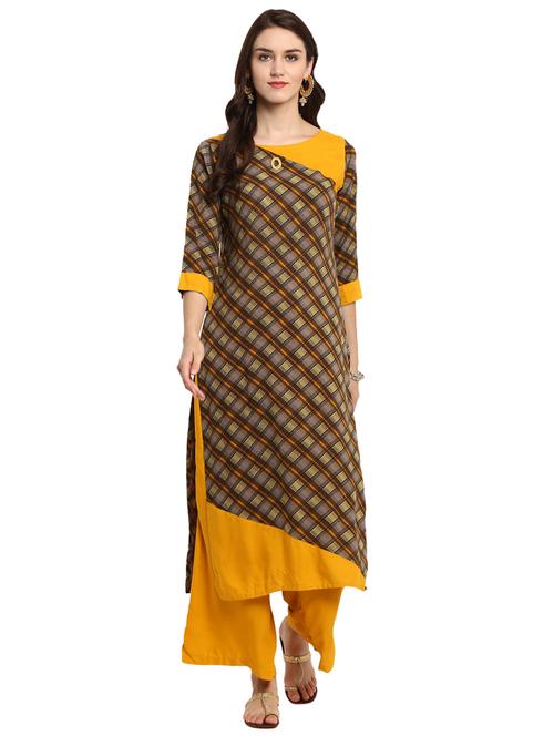 checkered straight kurta - 15702279 - Very Small Image - 1