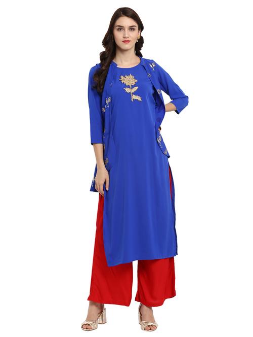 embroidered straight kurta - 15702281 - Very Small Image - 1