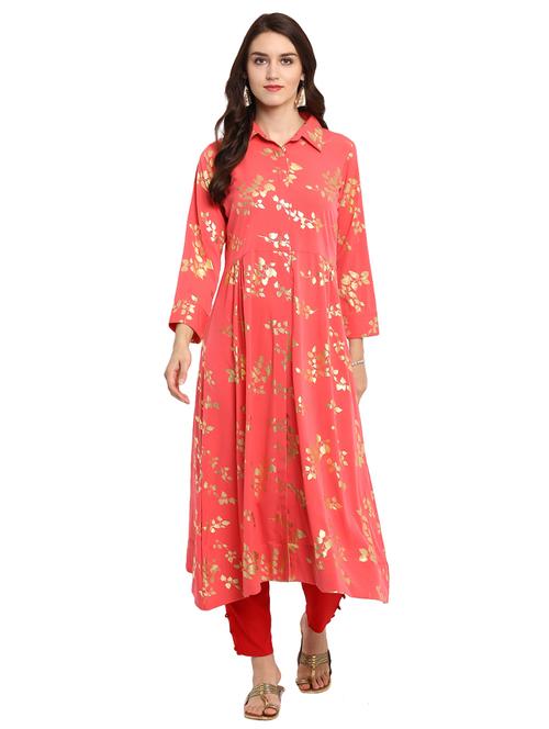 foil print a-line kurta - 15702283 - Very Small Image - 1