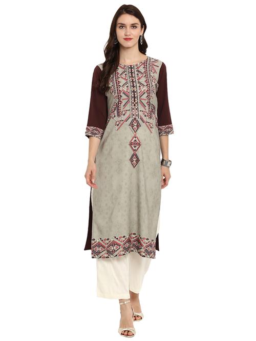 digital print straight kurta - 15702286 - Very Small Image - 1