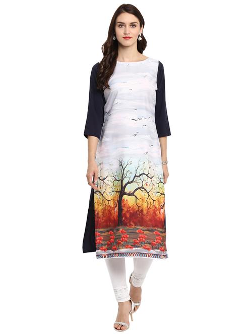 digital print straight kurta - 15702336 - Very Small Image - 1