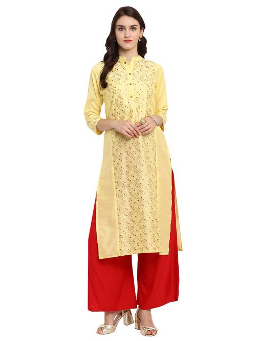 foil print straight kurta - 15702344 - Very Small Image - 1