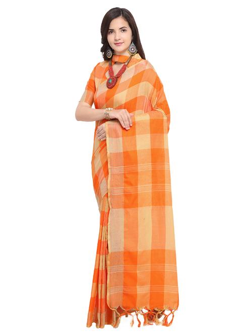 checkered linen woven saree - 15703027 - Very Small Image - 1