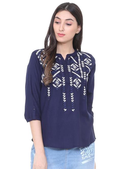 embroidered button detail tunic - 15703845 - Very Small Image - 1
