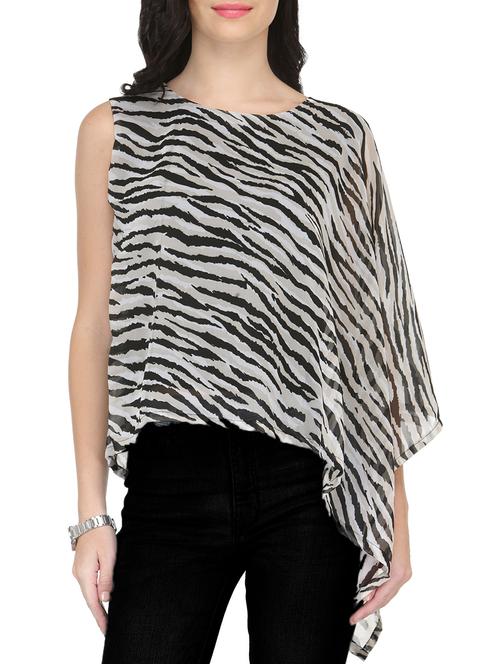 zebra print asymmetric sleeved top - 15703867 - Very Small Image - 1