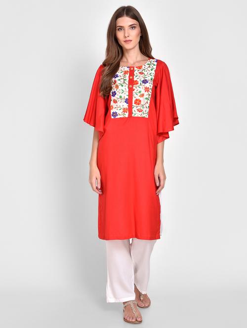 flared sleeves straight kurta - 15704130 - Very Small Image - 1