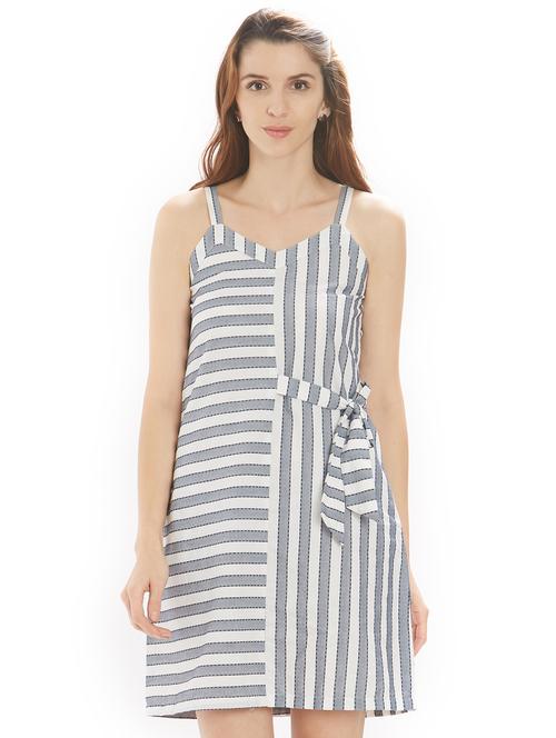 tie up detail striped a-line dress - 15704599 - Very Small Image - 1