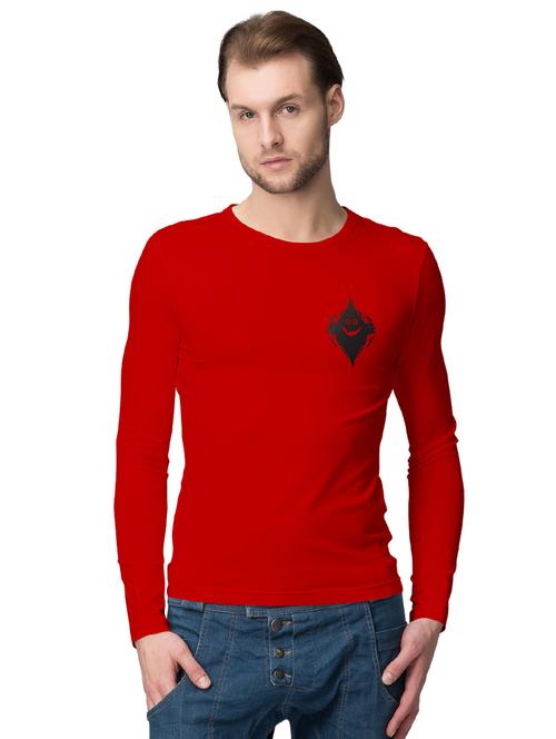 red cotton chest print tshirt - 15704606 - Very Small Image - 1