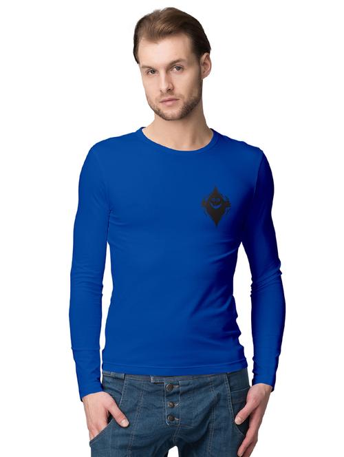 blue cotton chest print tshirt - 15704609 - Very Small Image - 1