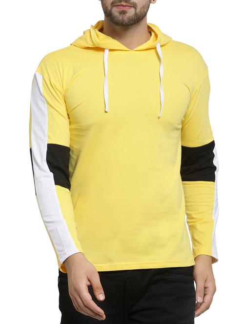 yellow cotton color block t-shirt - 15705225 - Very Small Image - 1