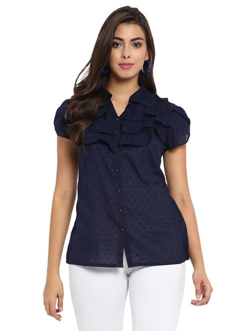 dobby ruffled tulip sleeved top - 15705976 - Very Small Image - 1