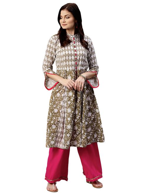 flared printed kurta with palazzo set - 15706131 - Very Small Image - 1