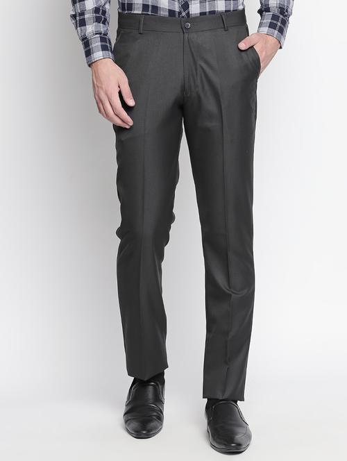 black polyester blend flat front formal trouser - 15706718 - Very Small Image - 1