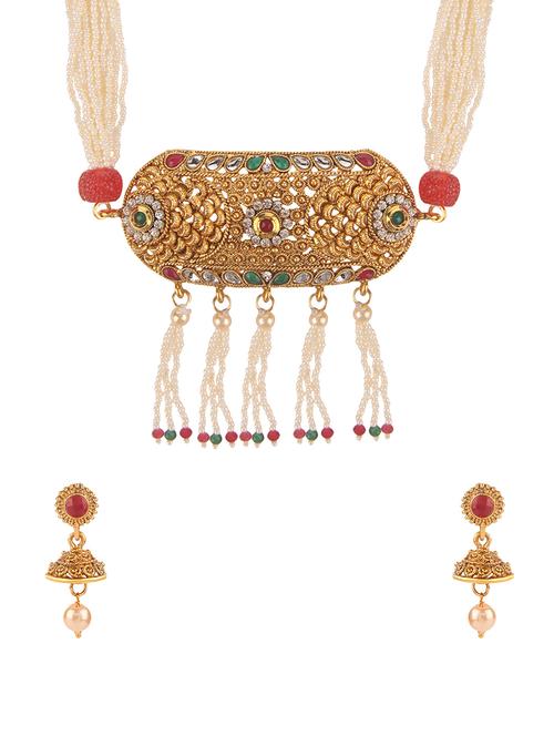 gold tone necklace & earrings set - 15707533 - Very Small Image - 1