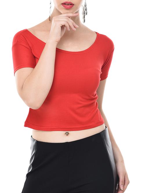 scoop neck short sleeved crop top - 15708118 - Very Small Image - 1