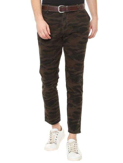 brown cotton blend flat front casual trouser - 15708130 - Very Small Image - 1