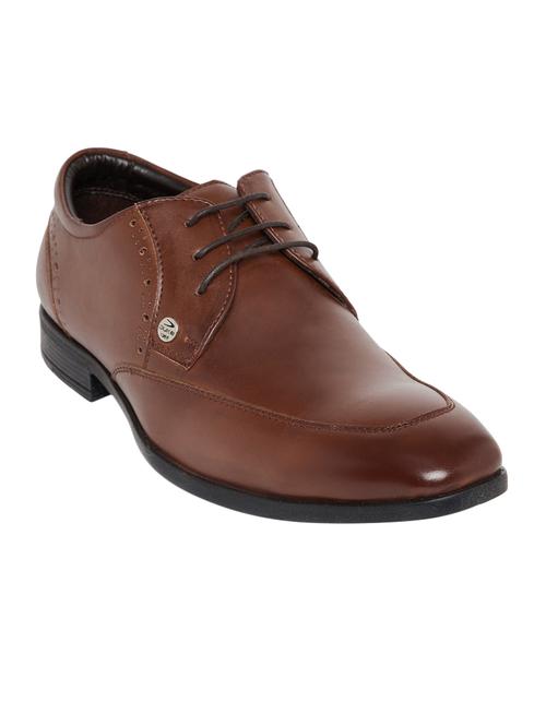 tan leatherette lace-up derbys - 15708422 - Very Small Image - 1